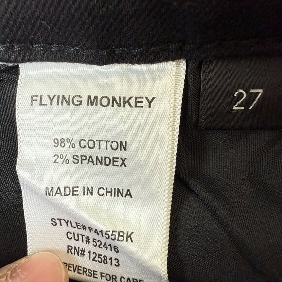 Flying Monkey Women's Black Distressed Flare Jeans Size 27 Raw Hem Mid Rise - Picture 8 of 9